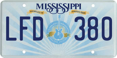MS license plate LFD380