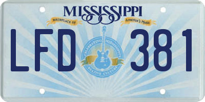 MS license plate LFD381