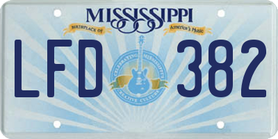 MS license plate LFD382