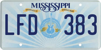 MS license plate LFD383