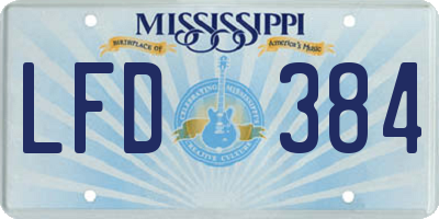 MS license plate LFD384
