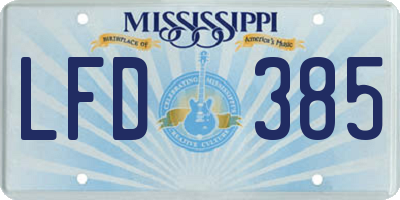 MS license plate LFD385