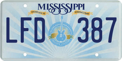 MS license plate LFD387