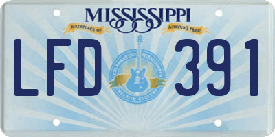 MS license plate LFD391