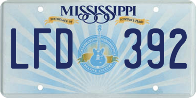 MS license plate LFD392
