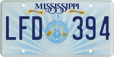 MS license plate LFD394