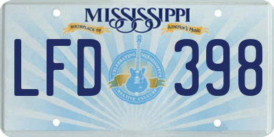 MS license plate LFD398