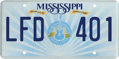 MS license plate LFD401