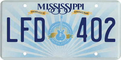 MS license plate LFD402