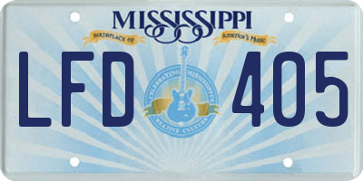 MS license plate LFD405