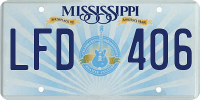 MS license plate LFD406