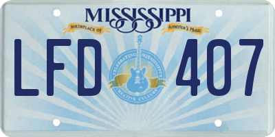 MS license plate LFD407