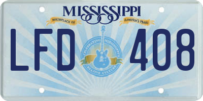MS license plate LFD408