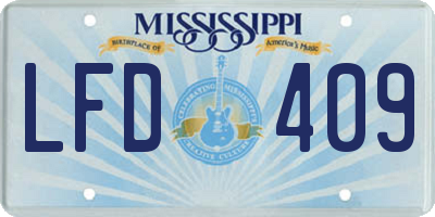 MS license plate LFD409