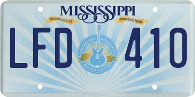 MS license plate LFD410