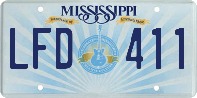 MS license plate LFD411
