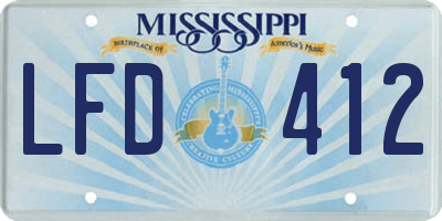 MS license plate LFD412