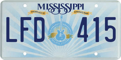 MS license plate LFD415