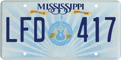 MS license plate LFD417