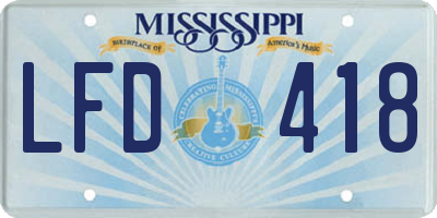 MS license plate LFD418