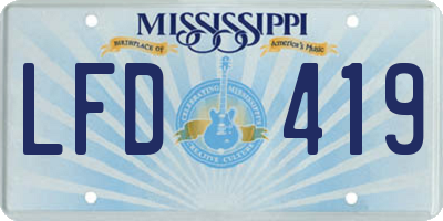 MS license plate LFD419
