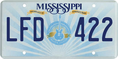 MS license plate LFD422