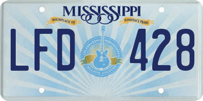 MS license plate LFD428