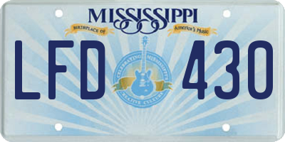 MS license plate LFD430