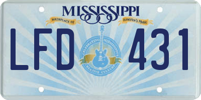 MS license plate LFD431