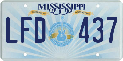 MS license plate LFD437
