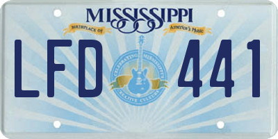 MS license plate LFD441