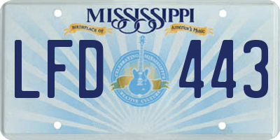 MS license plate LFD443