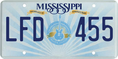 MS license plate LFD455