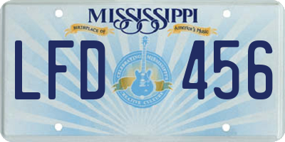 MS license plate LFD456
