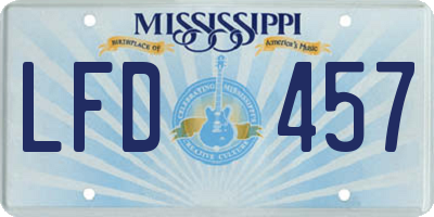 MS license plate LFD457