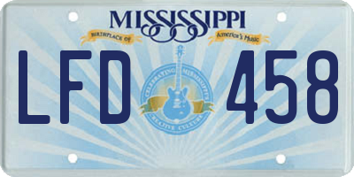 MS license plate LFD458