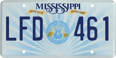 MS license plate LFD461