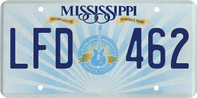 MS license plate LFD462