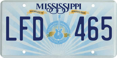 MS license plate LFD465