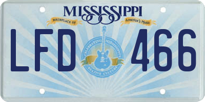 MS license plate LFD466