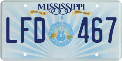 MS license plate LFD467