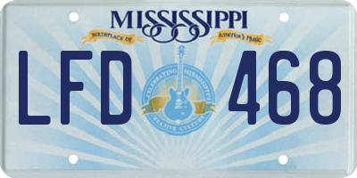 MS license plate LFD468