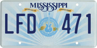 MS license plate LFD471