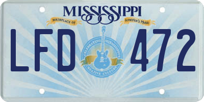 MS license plate LFD472