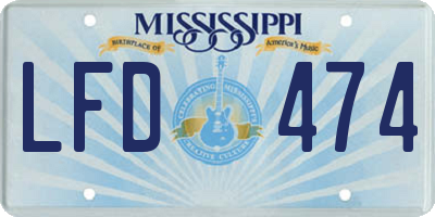 MS license plate LFD474