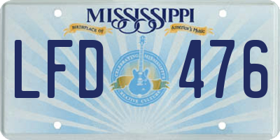 MS license plate LFD476