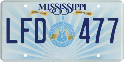 MS license plate LFD477