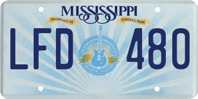 MS license plate LFD480