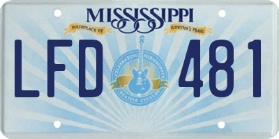 MS license plate LFD481