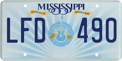 MS license plate LFD490